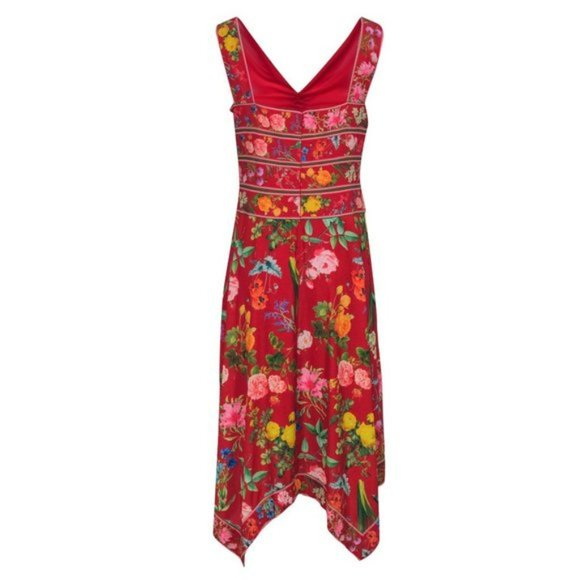 Tadashi Shoji Red Floral Print Sleeveless A Line Maxi Dress  6 - Picture 3 of 7